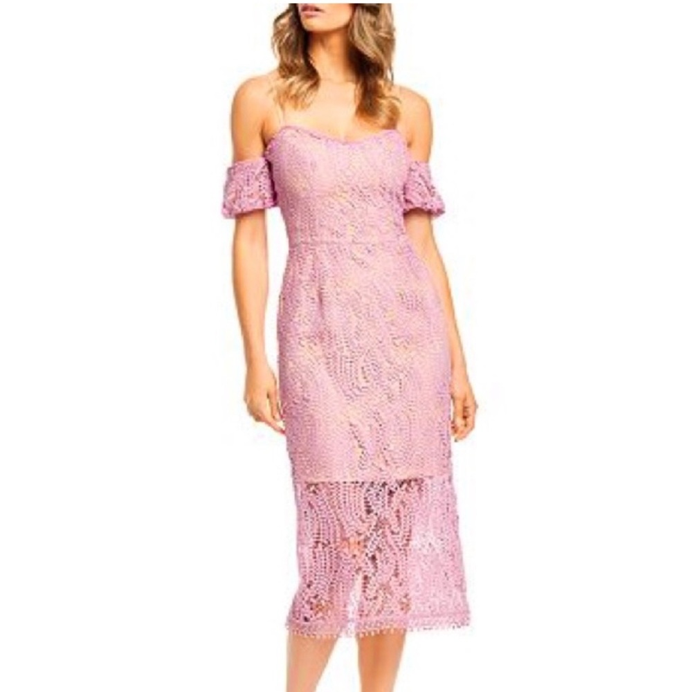 Elegant Pink Lace Off-Shoulder Dress